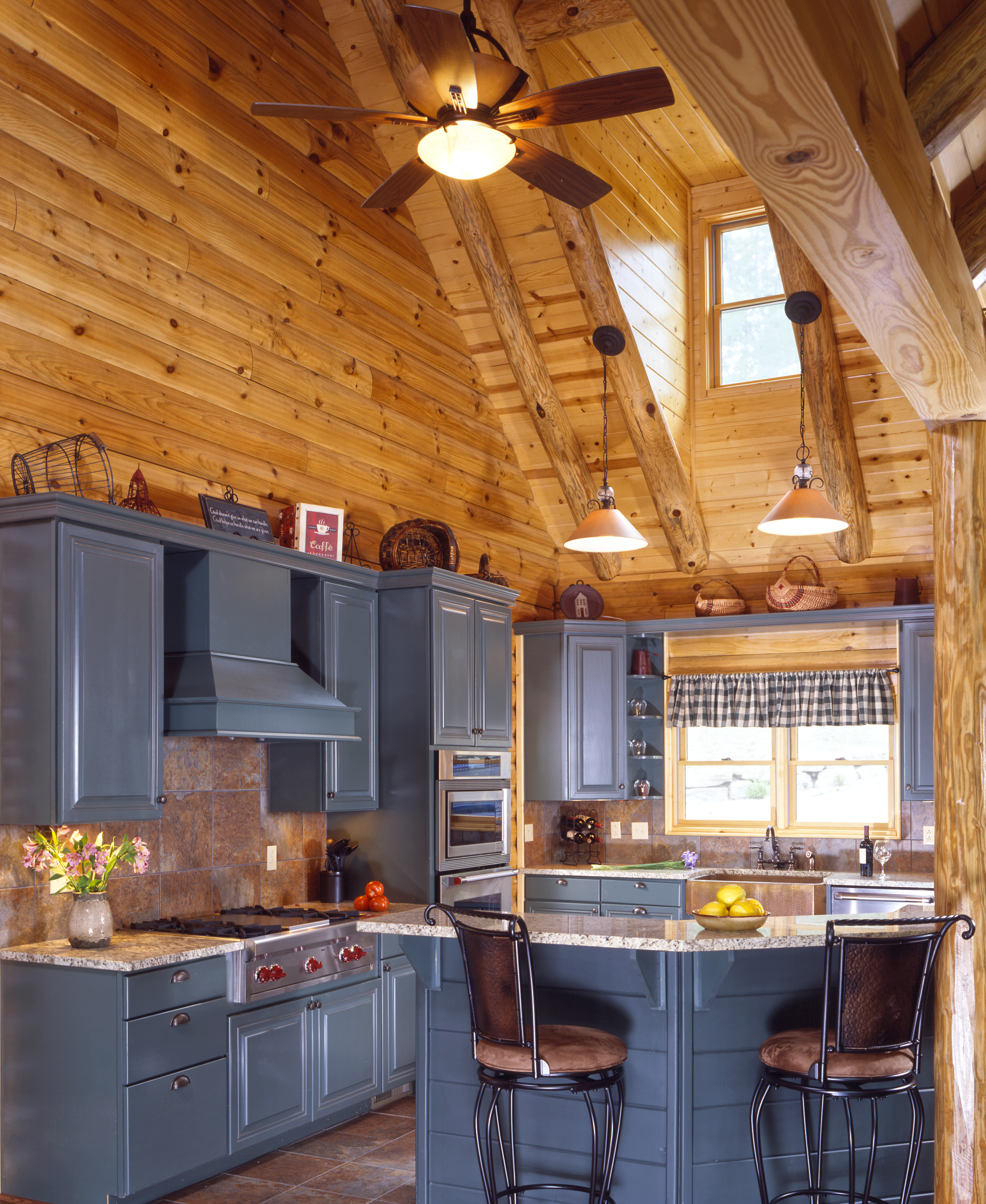 Amazing Rustic Log Cabin Kitchen Design With Grey Kitchen Cabinets for measurements 2000 X 2443