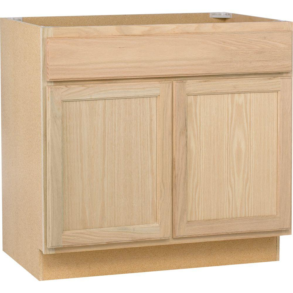 Assembled 36x345x24 In Sink Base Kitchen Cabinet In Unfinished Oak in sizing 1000 X 1000