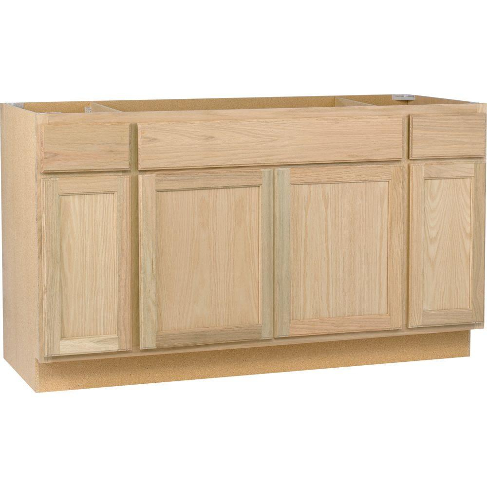 Assembled 60x345x24 In Sink Base Kitchen Cabinet In Unfinished Oak in sizing 1000 X 1000