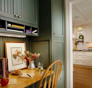 Benjamin Moore Caldwell Green Cabinets For Island Kitchen In pertaining to sizing 1167 X 1120