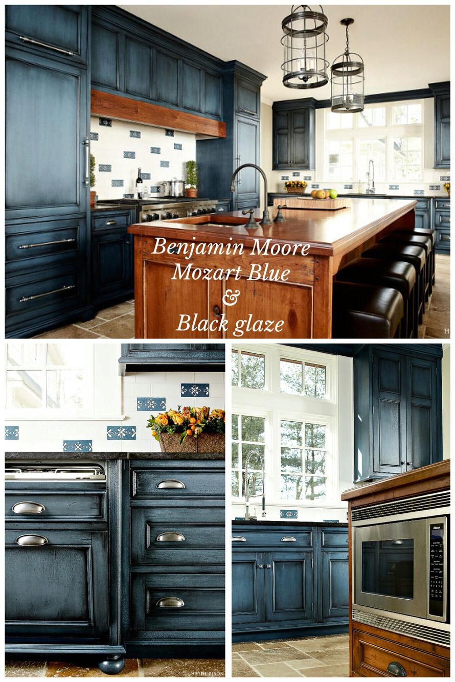 Benjamin Moore Mozart Blue With Black Glaze Done Heidi Piron for sizing 890 X 1334