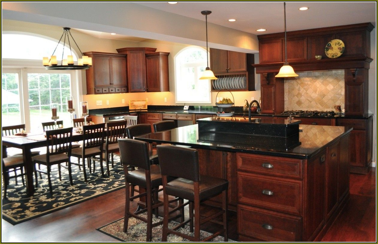 Cherry Kitchen Cabinets With Black Granite Countertops Dark Wood within proportions 1261 X 814