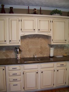 Cream Cabinets With Dark Brown Glaze Upper Cabinets Chalk Paint inside measurements 2304 X 3072