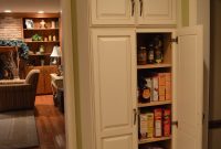 F White Wooden Tall Narrow Pantry Cabinet With Maple Wood Shelves for proportions 2000 X 3008