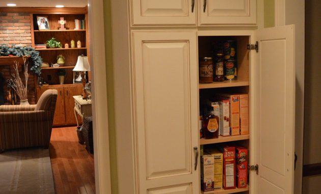 F White Wooden Tall Narrow Pantry Cabinet With Maple Wood Shelves for proportions 2000 X 3008