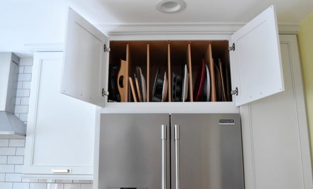 Full Depth Cabinet Above The Refrigerator With Vertical Dividers in size 1200 X 858