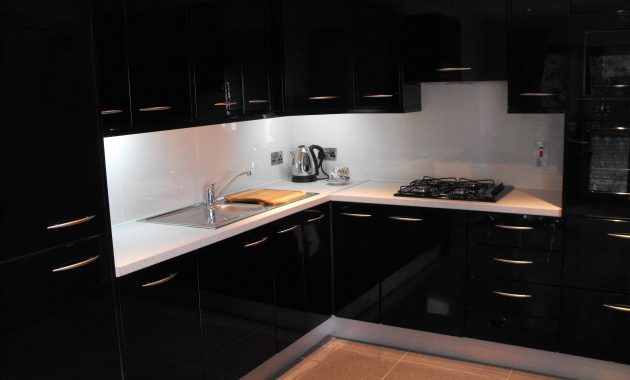 High Gloss Black Kitchen Conbudesign Cabinets Drawers Dressers with regard to sizing 3648 X 2736