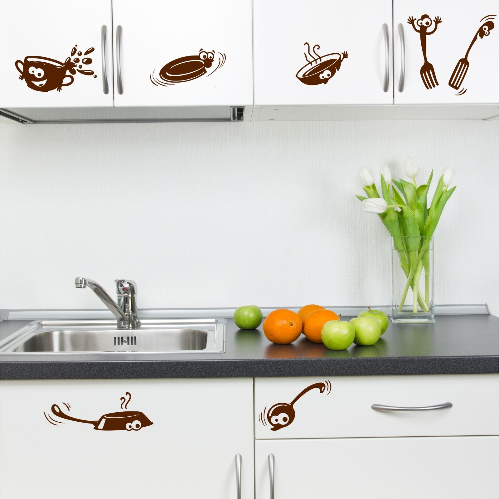 Kitchen Cupboard Cartoon Stickers Vinyl Wall Art Decal Transfer with regard to dimensions 1600 X 1600