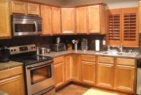 Kitchen Grey Wall Paint And Brown Wooden Oak Cabinet On Laminate throughout size 4000 X 3000