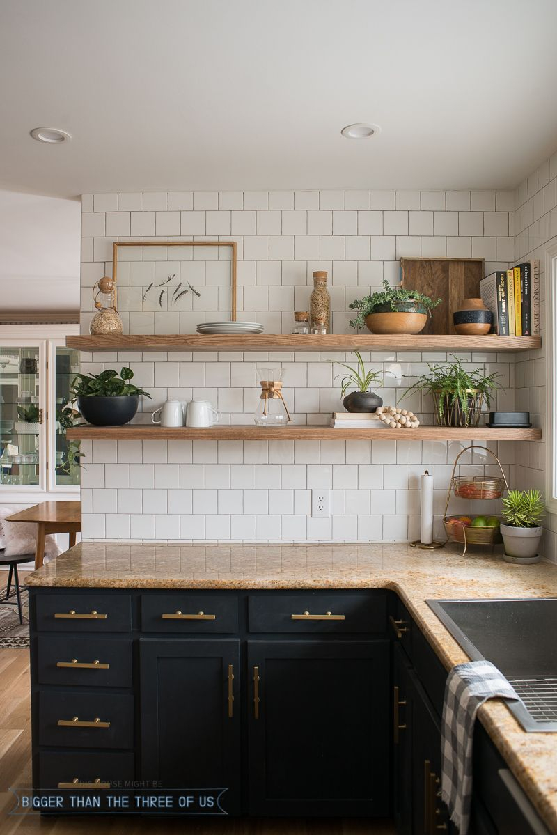 Kitchen Reveal With Dark Cabinets And Open Shelving Popular Bigger for proportions 800 X 1199