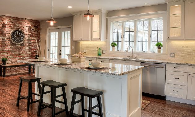 Kitchen With Counter Depth Wide Windows Brick Wall within measurements 1920 X 1080