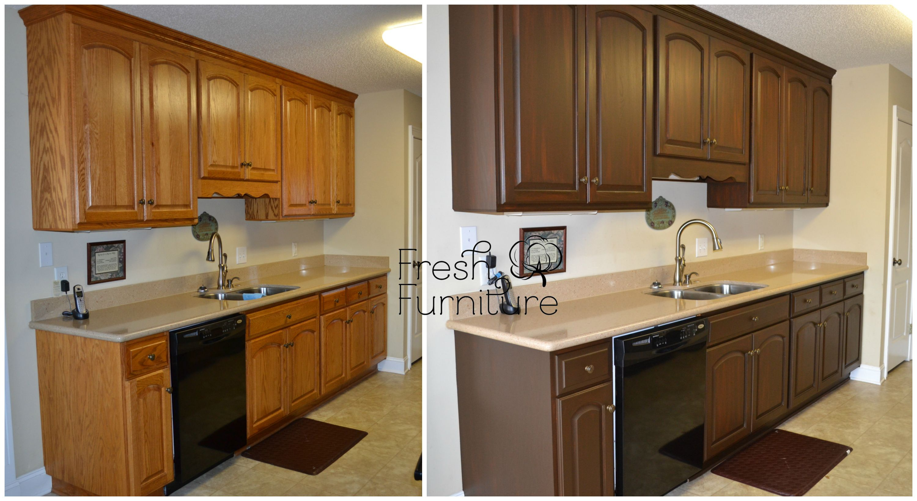 Oak Cabinet Makeover With General Finishes Antique Walnut Gel Stain in proportions 3000 X 1641