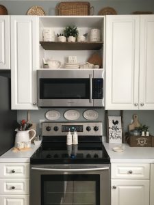 Open Display Shelves Above Microwave Vent Hood Small Cabinets On pertaining to dimensions 3024 X 4032