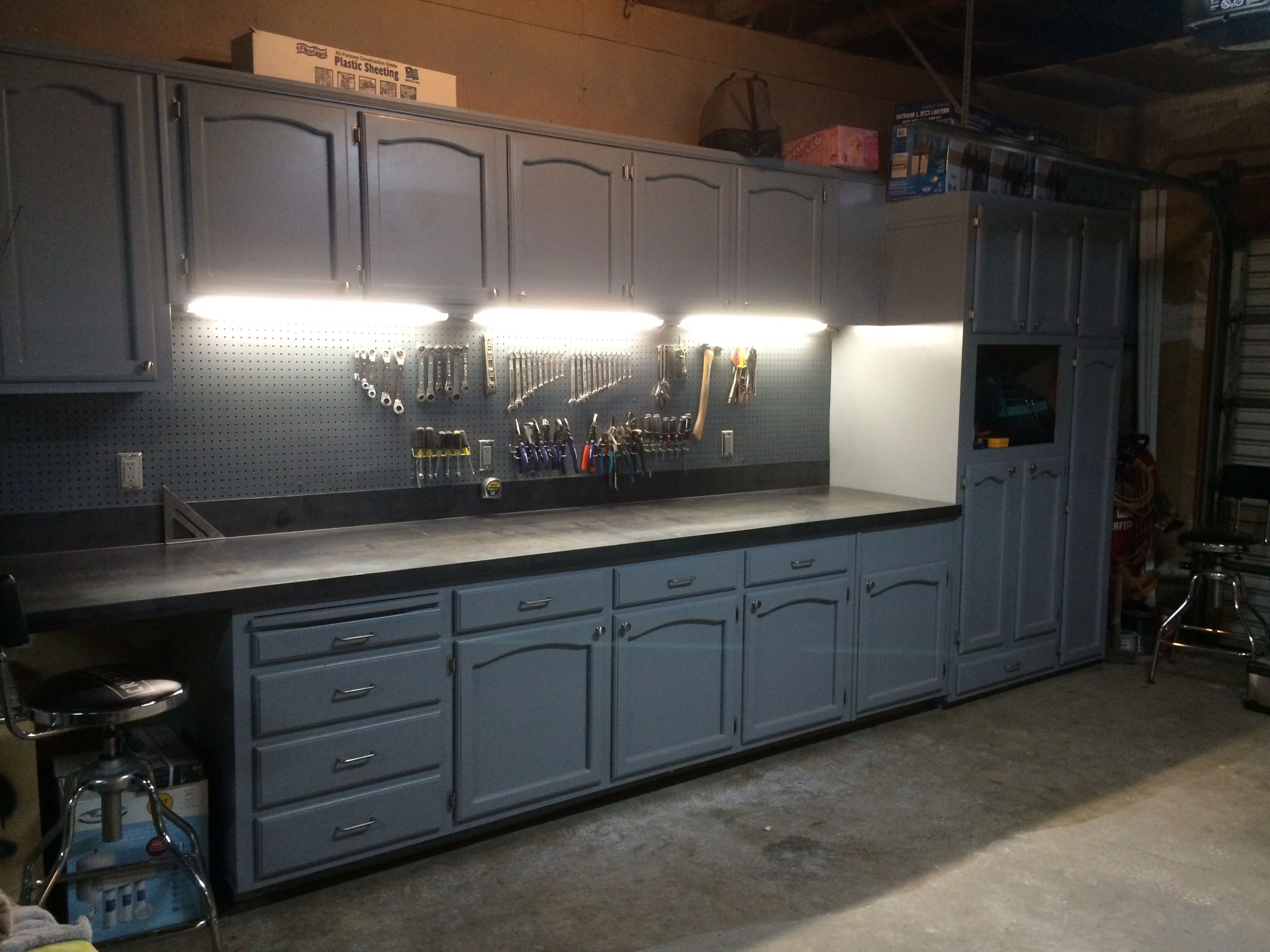 Refurbished Kitchen Cabinets For The Ultimate Work Bench Garage in sizing 3264 X 2448