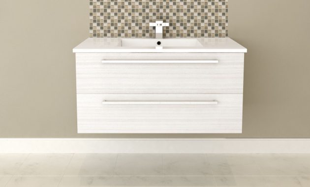 White Chocolate 36 Modern Wall Hung Vanity 2 Drawers With Top in size 1400 X 1400