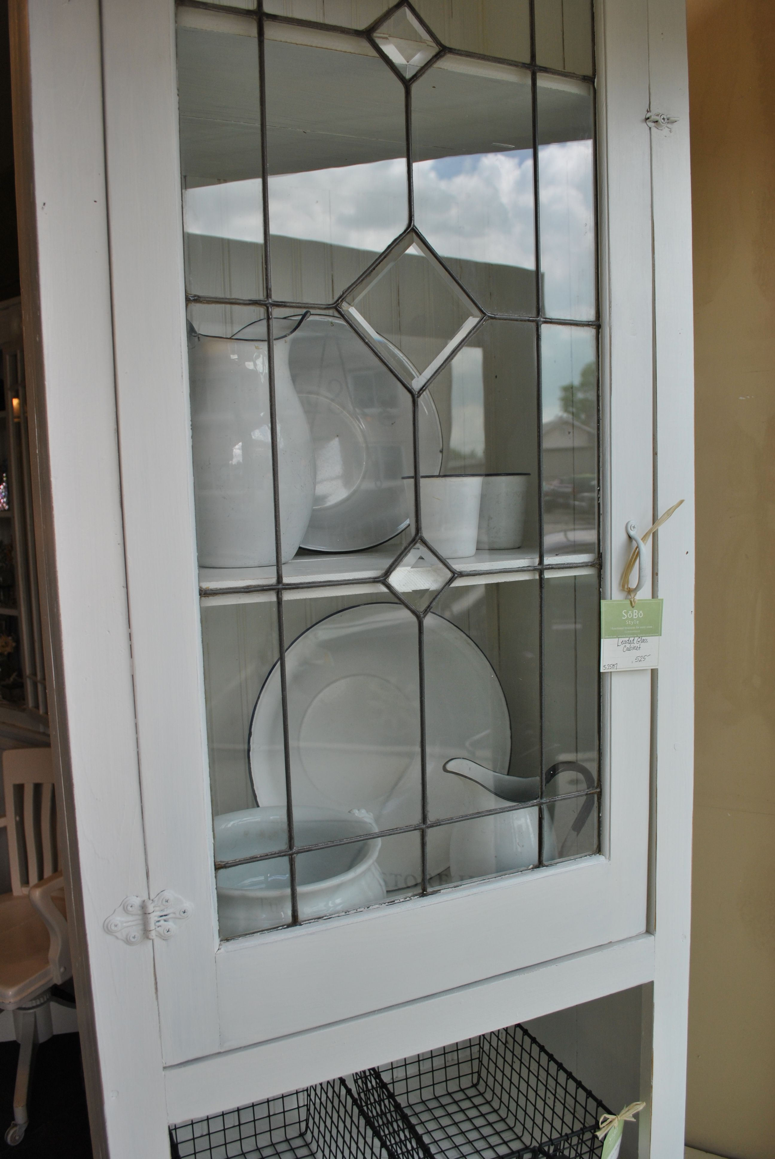 White Leaded Glass Cabinet Sobo Style Window Pane Cabinets with proportions 2592 X 3872