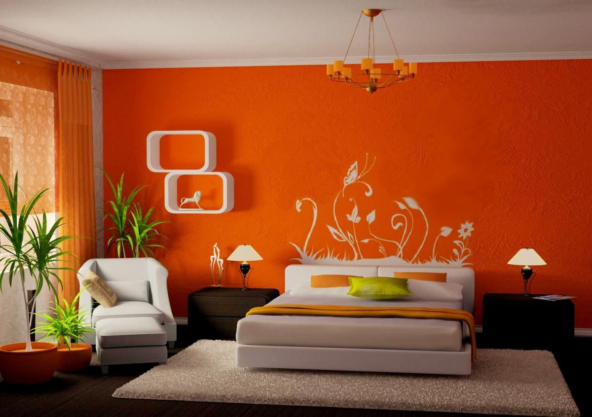 21 Bedroom Paint Color Combinations For Latest Trends Orange Wall intended for size 1200 X 846