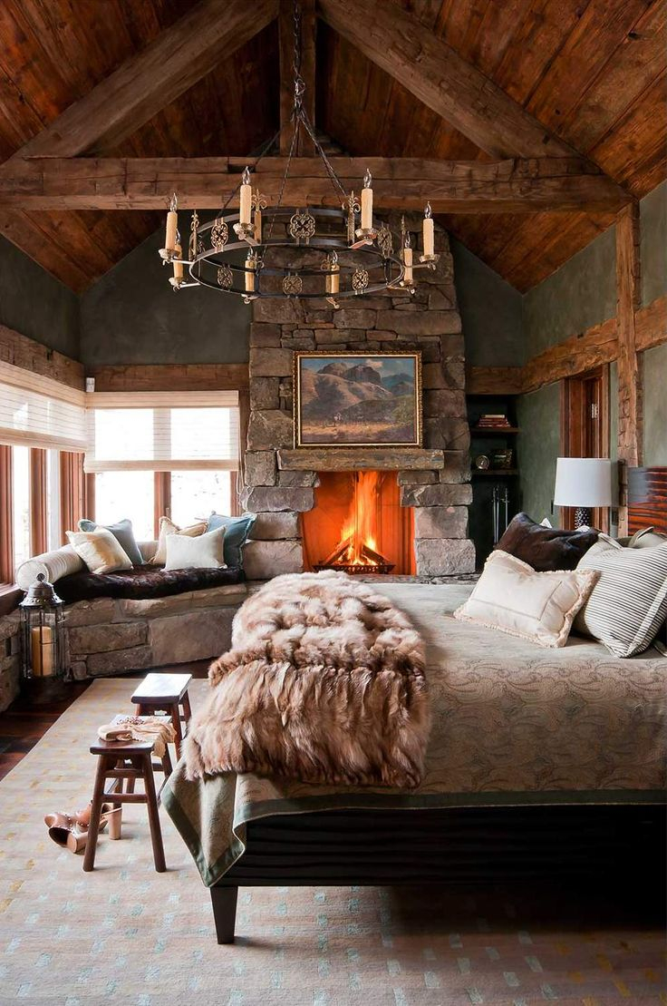 38 Rustic Country Cabins With A Stone Fireplace For A Romantic Get for sizing 736 X 1109