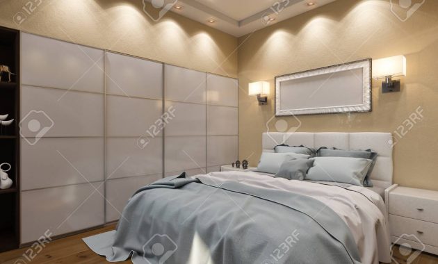 3d Render Of Interior Design Of A Bedroom In Beige Color Stock regarding dimensions 1300 X 975