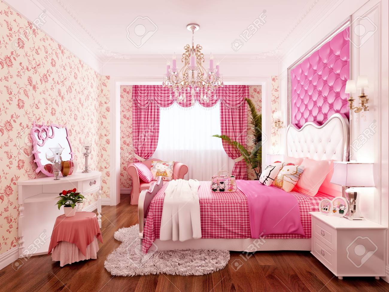 3d Render Pink Color Bedroom Stock Photo Picture And Royalty Free pertaining to sizing 1300 X 975