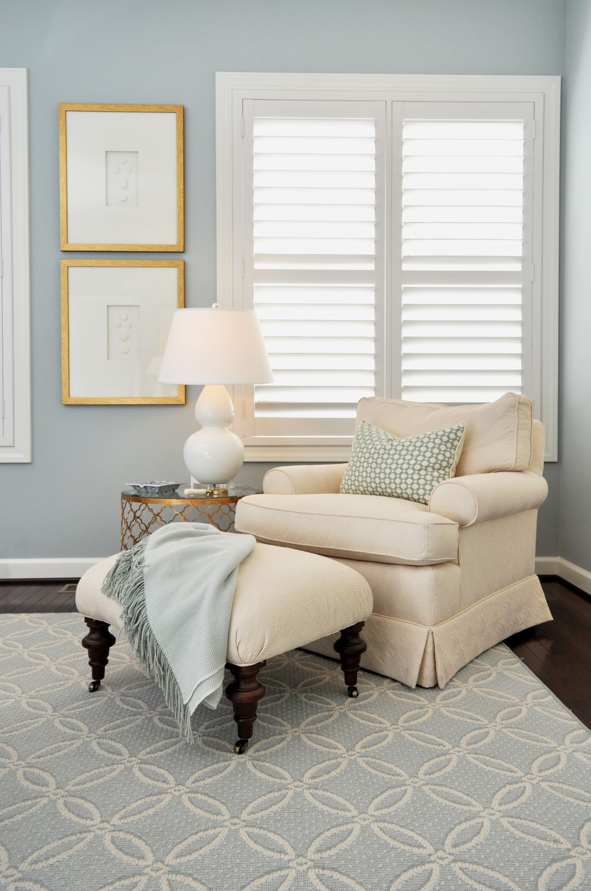 A Ba Blue White And Cream Color Scheme In A Corner Of A Bedroom regarding size 2026 X 3054