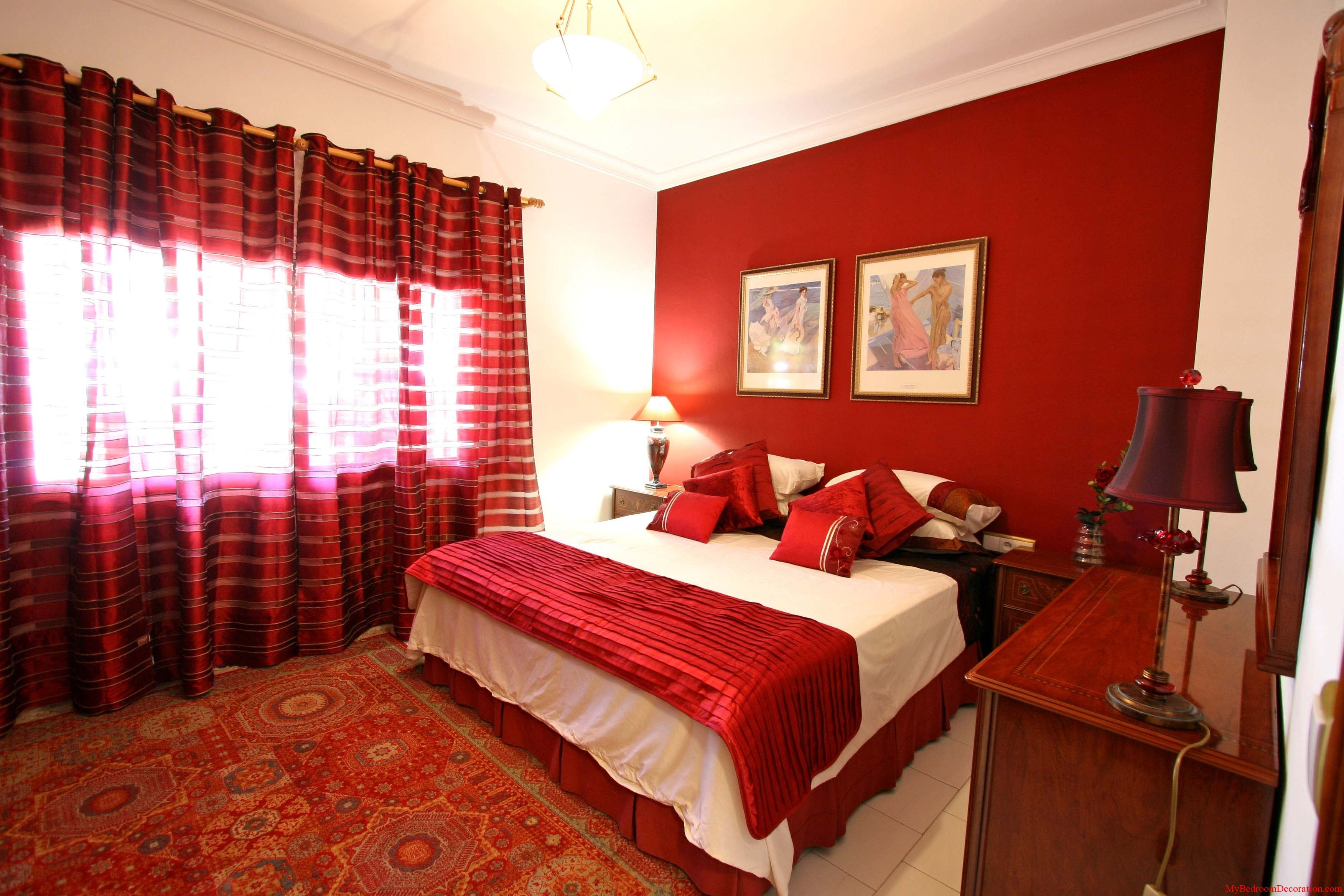 Amazing Of Red Color Schemes With Romantic Bedroom Ideas In with regard to proportions 3504 X 2336