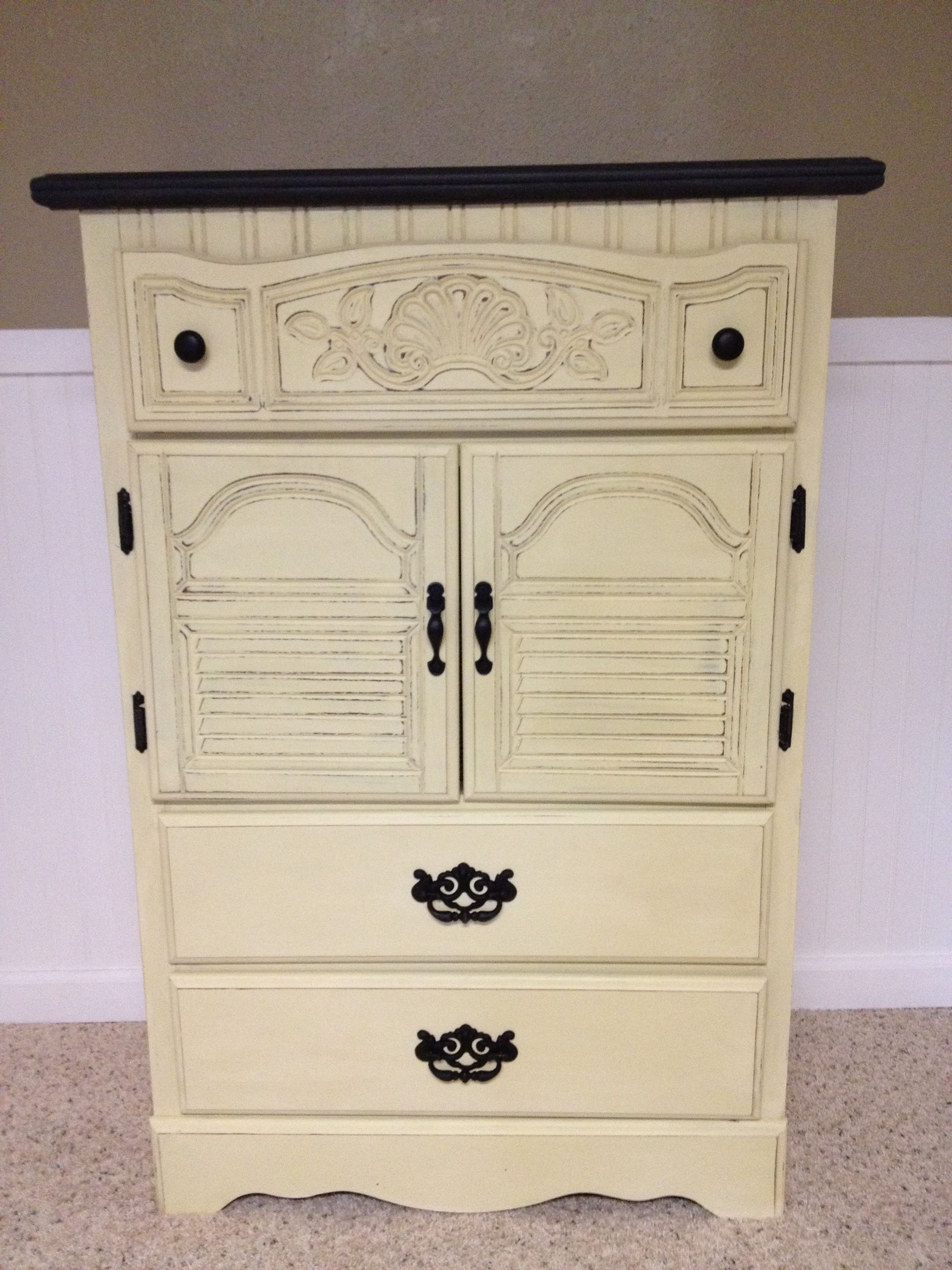 Annie Sloan Cream Dresser With Graphite Top Clear Wax Painted And for proportions 2448 X 3264