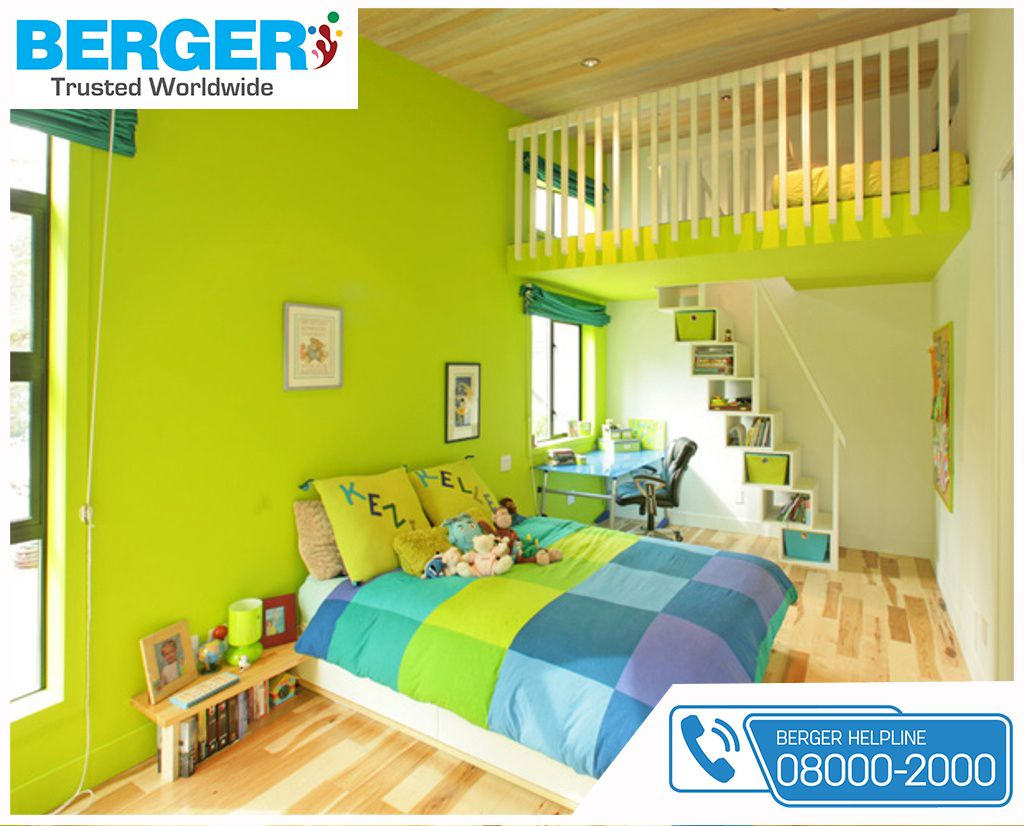 Beautiful Green Paint For Kids Bed Room Berger Paints Paints regarding proportions 1024 X 826