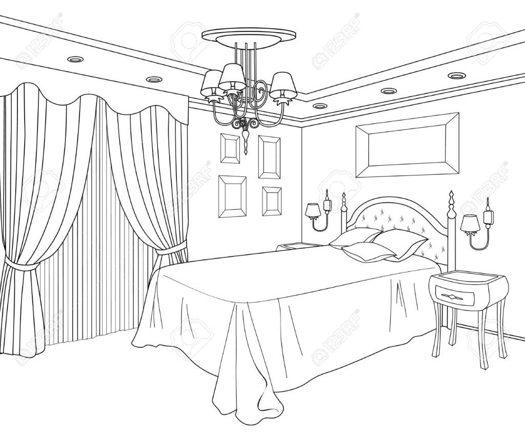 Bedroom Coloring Page Coloring Riya In 2019 Coloring Pages inside dimensions 1024 X 856