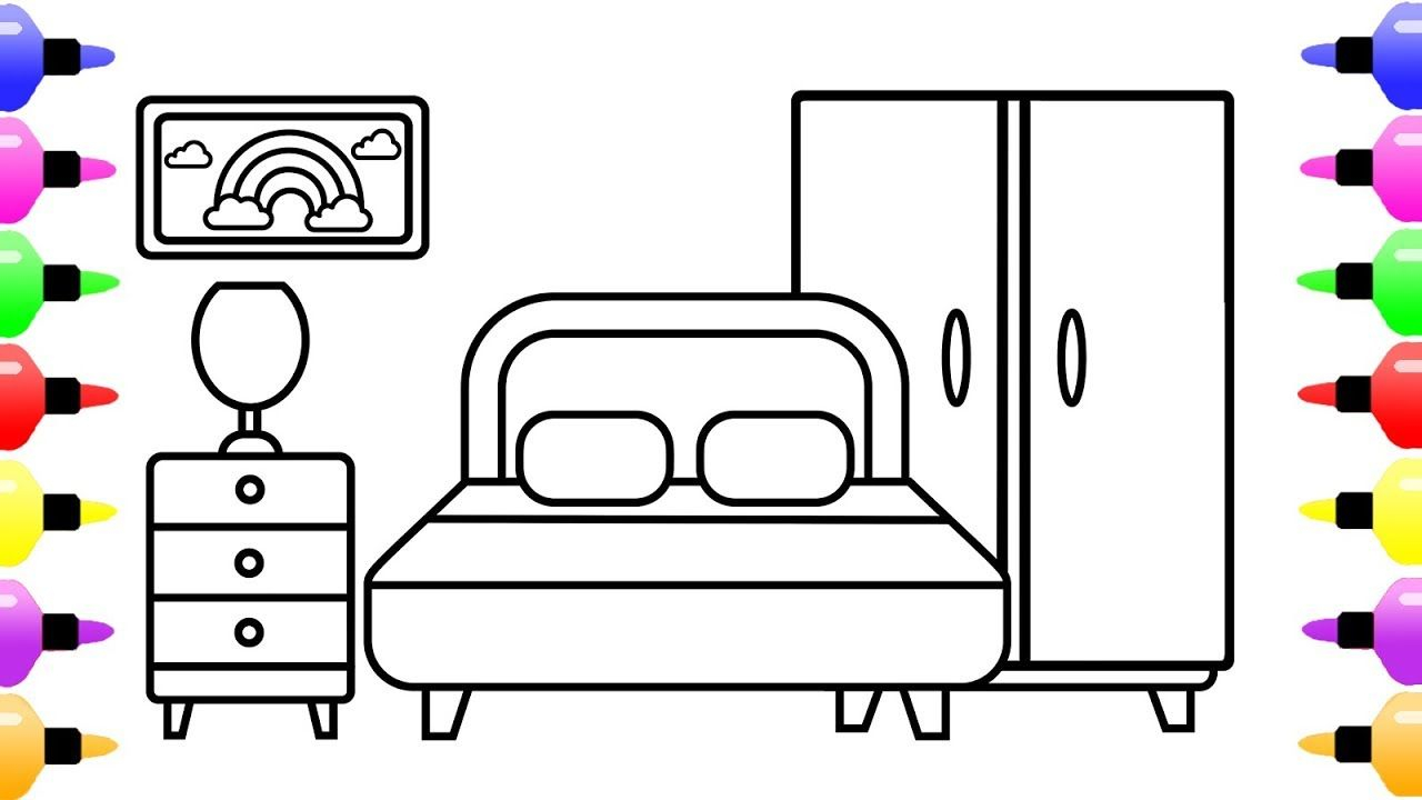 Bedroom Drawing And Coloring Page For Kids Childrens Coloring with regard to measurements 1280 X 720