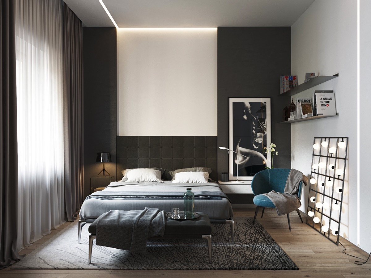 Black And White Master Bedroom Shows The Stretch Of The Monochromatic within size 1200 X 900