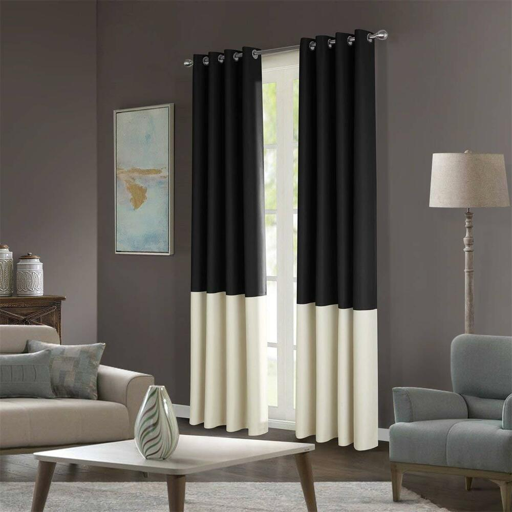 Color Block Two Tones Room Darkening Curtains 108 Inches Long For inside dimensions 1000 X 1000