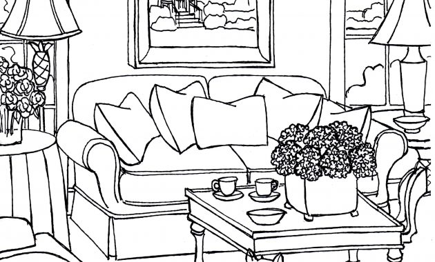 Coloring Pages For Adults Some Drawings Of Living Rooms For Adults intended for sizing 2550 X 3300