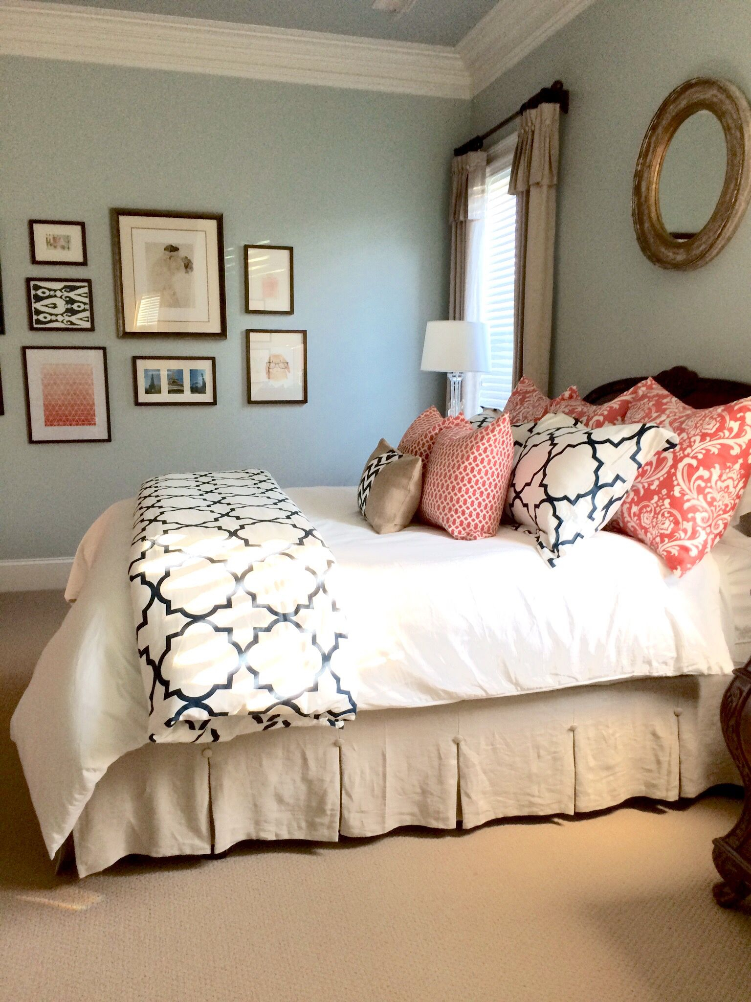 Completed Linen Navy And Coral Bedroom To See More Rooms In My in sizing 1536 X 2048