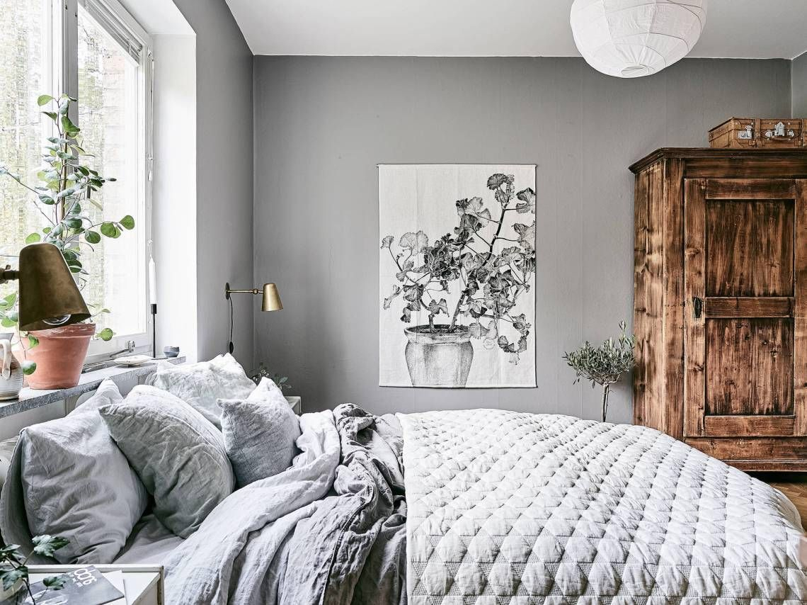 Cozy Bedroom In Grey Interior In 2019 Cozy Bedroom Bedroom throughout sizing 1140 X 854