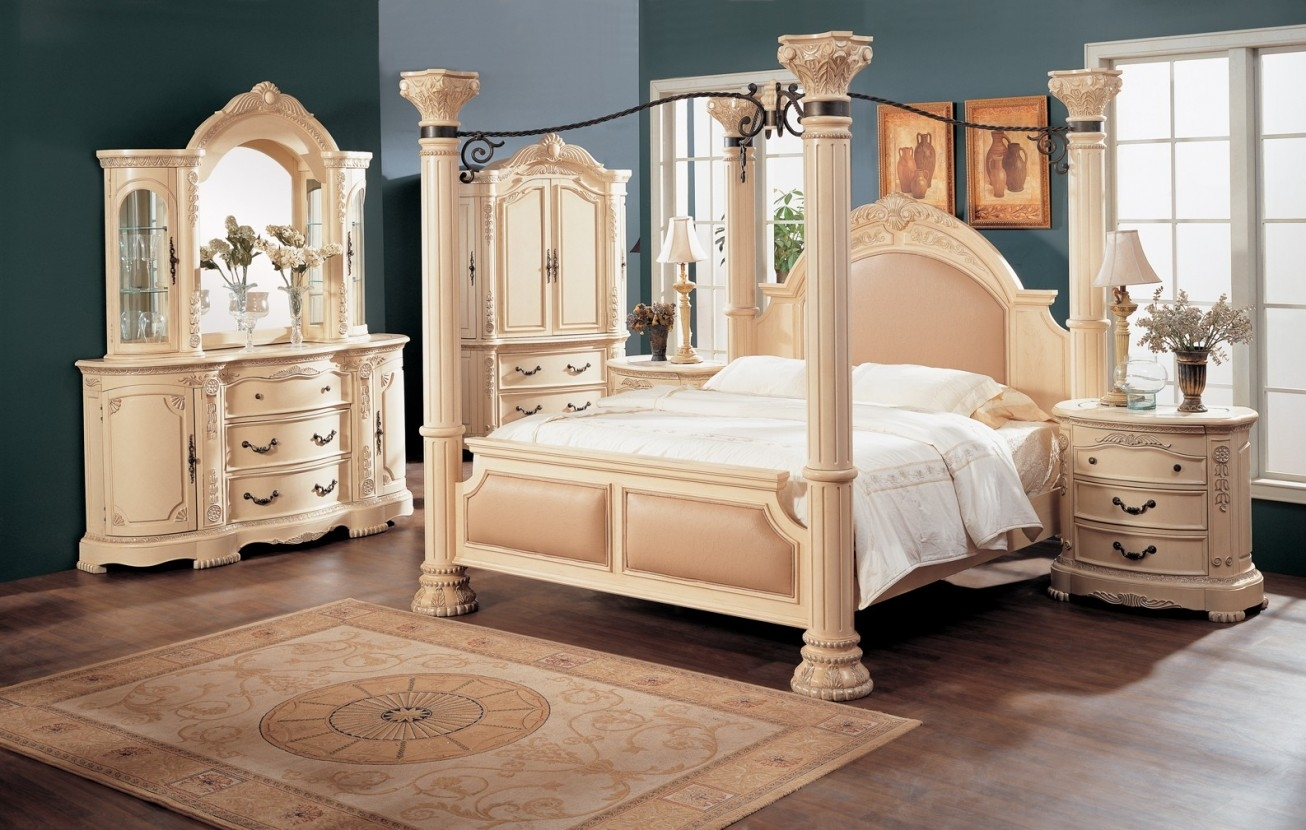 cream colored cottage bedroom furniture with wood top
