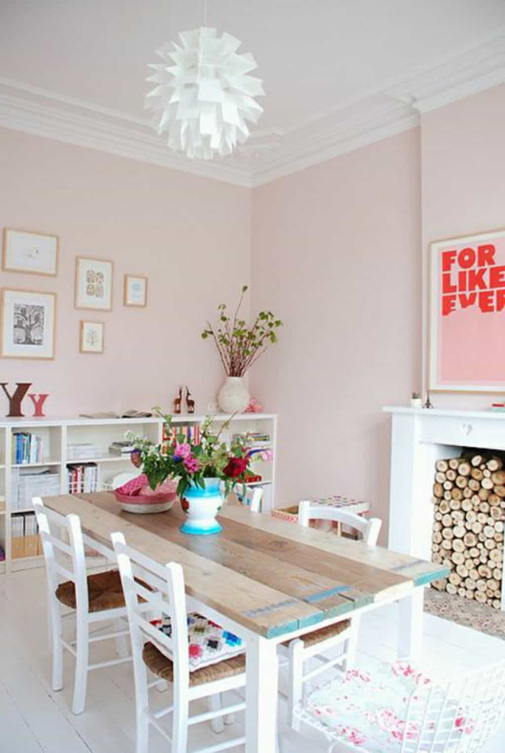 Cute Dining Room With Pastel Wall Colors And Furnished With Painted in size 1024 X 1527