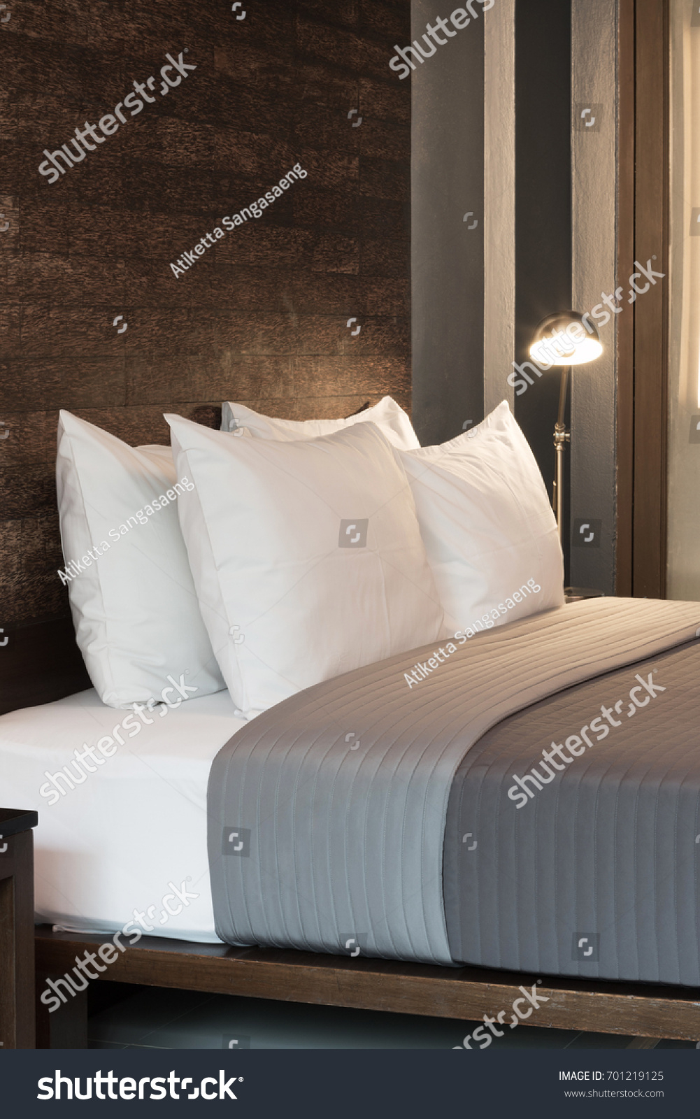 Dark Color Bedroom Dark Wood Headbord Stock Photo Edit Now throughout dimensions 1001 X 1600