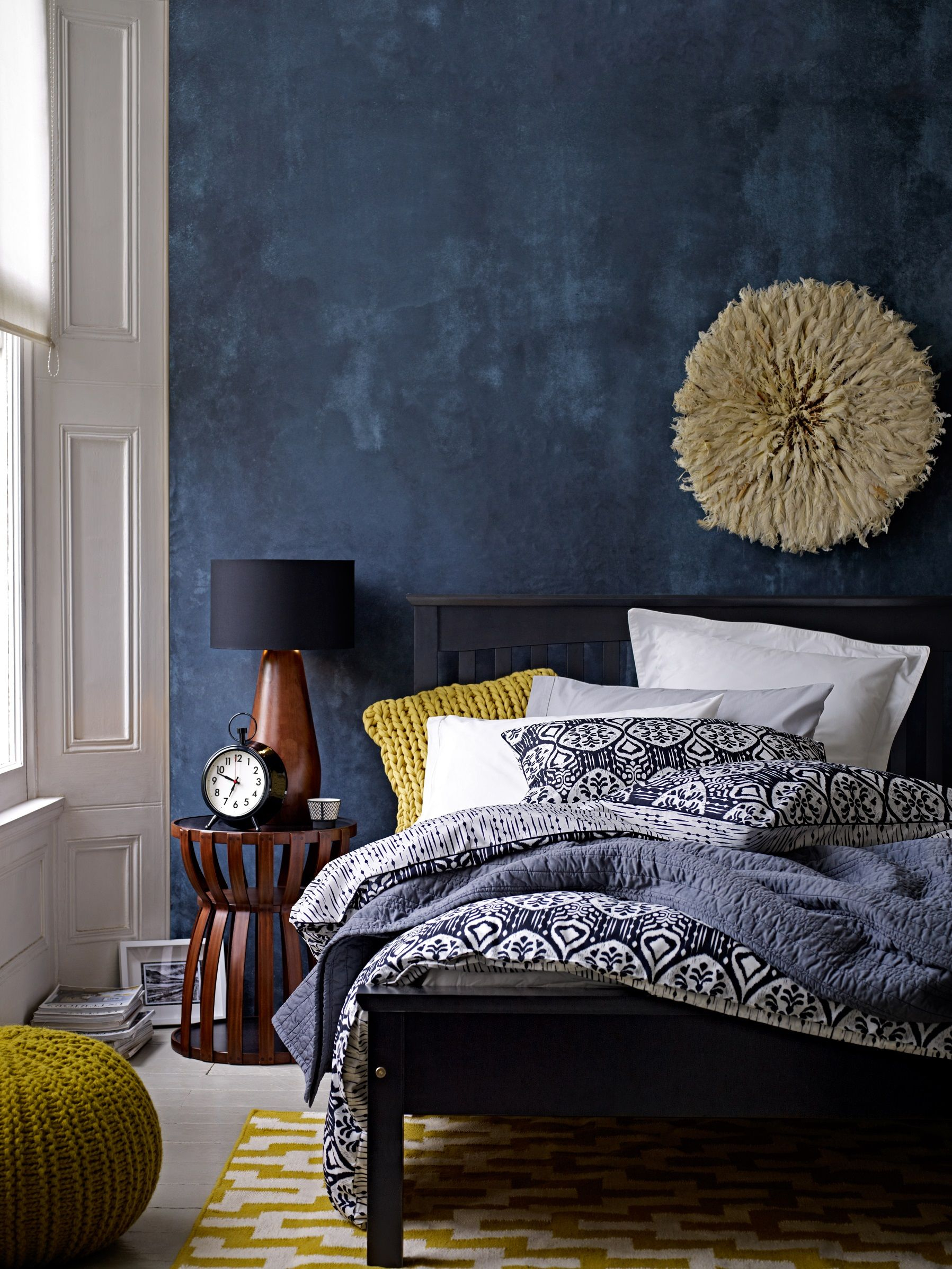 Deep Blue Accent Wall In Modern Eclectic Bedroom Gorgeous Use Of with regard to sizing 1797 X 2396