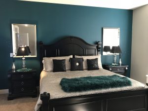 Dramatic Accent Wall In Master Bedroom Love The Teal Black And with dimensions 4032 X 3024