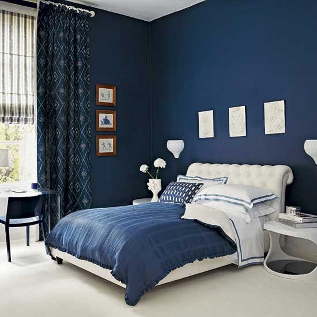 Elegant Design Ideas Of Cute Room Painting With Navy Blue Color Wall in size 1100 X 1100