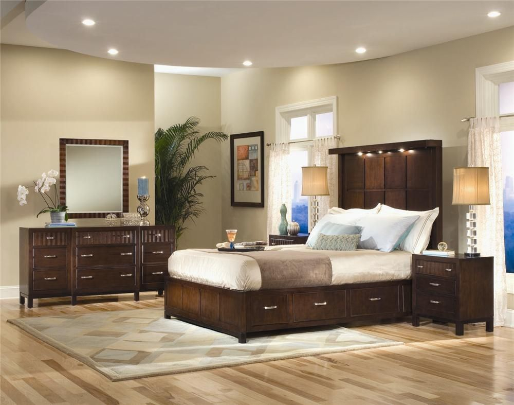 Endearing Beige Paint Colors Master Bedroom Dark Brown Furniture Set pertaining to dimensions 1000 X 787