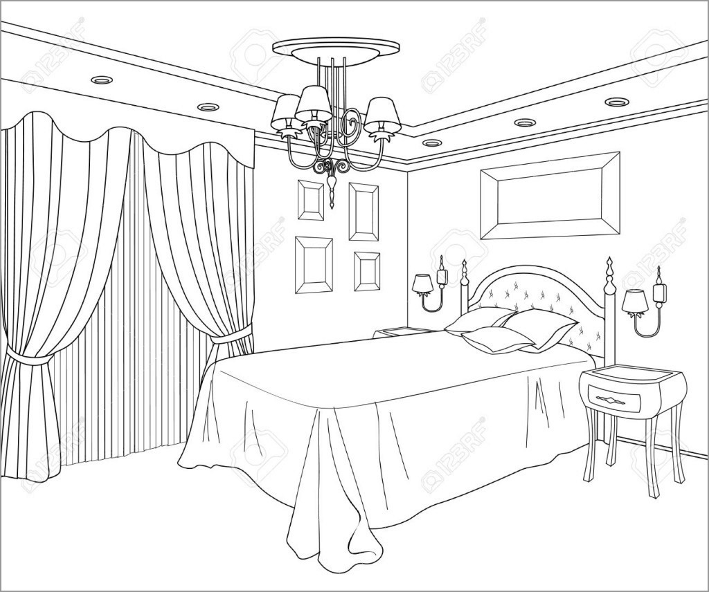 Girls Bedroom Coloring Page Coloringbay for dimensions 1024 X 856