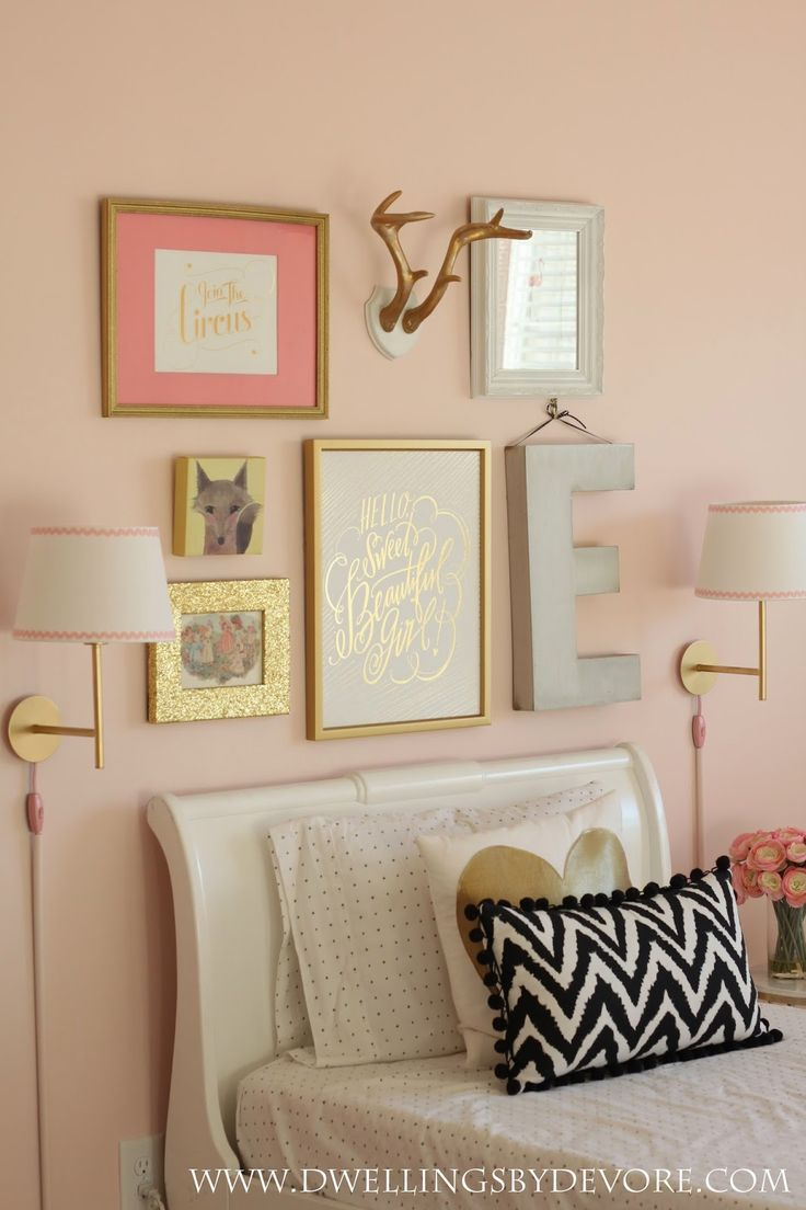 Girls Bedroom Gallery Wall Beautiful Pink And Gold Girls Room Love for measurements 736 X 1104