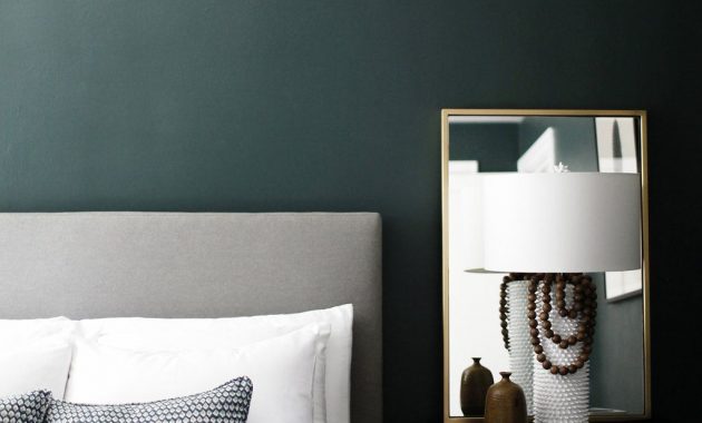 Minimalist Bedroom With Dark Green Walls Gorgeous Paint Color Is for dimensions 1024 X 1536