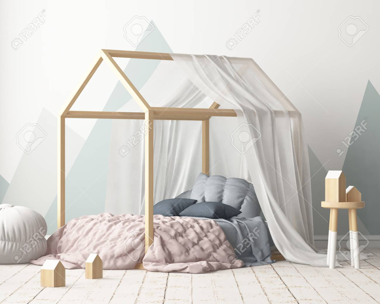 Mock Up Poster In The Childrens Bedroom In Pastel Colors in measurements 1300 X 1040