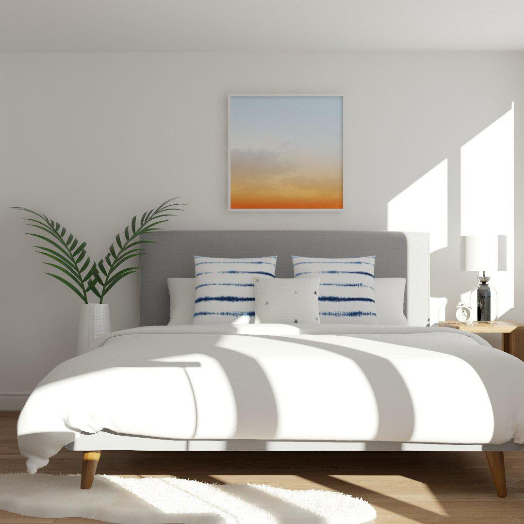 Modern And Minimal Bedroom With A Pop Of Color Mid Century within proportions 1080 X 1080