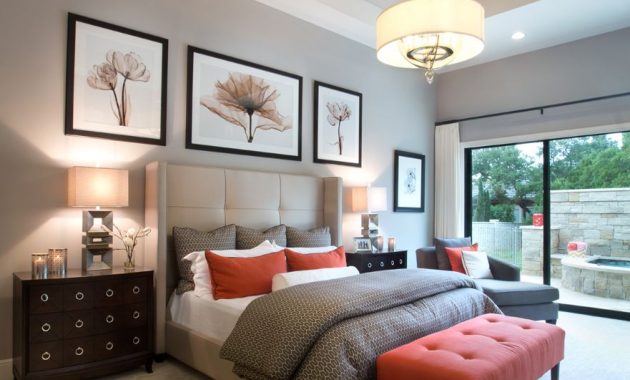 Monticello Homes Grey Bedroom Pops Of Spiced Orange Dark Wood pertaining to measurements 881 X 1200