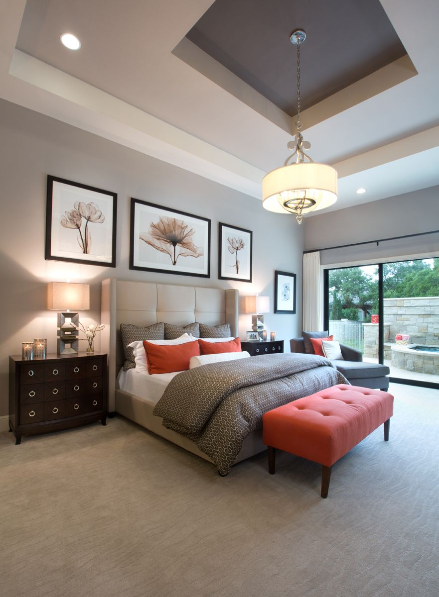 Monticello Homes Grey Bedroom Pops Of Spiced Orange Dark Wood pertaining to measurements 881 X 1200