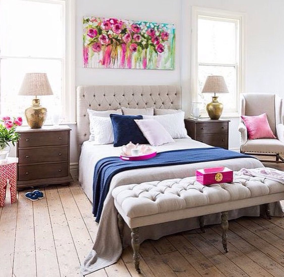 Neutral Statement Pops Of Color Bedrooms Preppy Bedroom inside dimensions 1125 X 1100